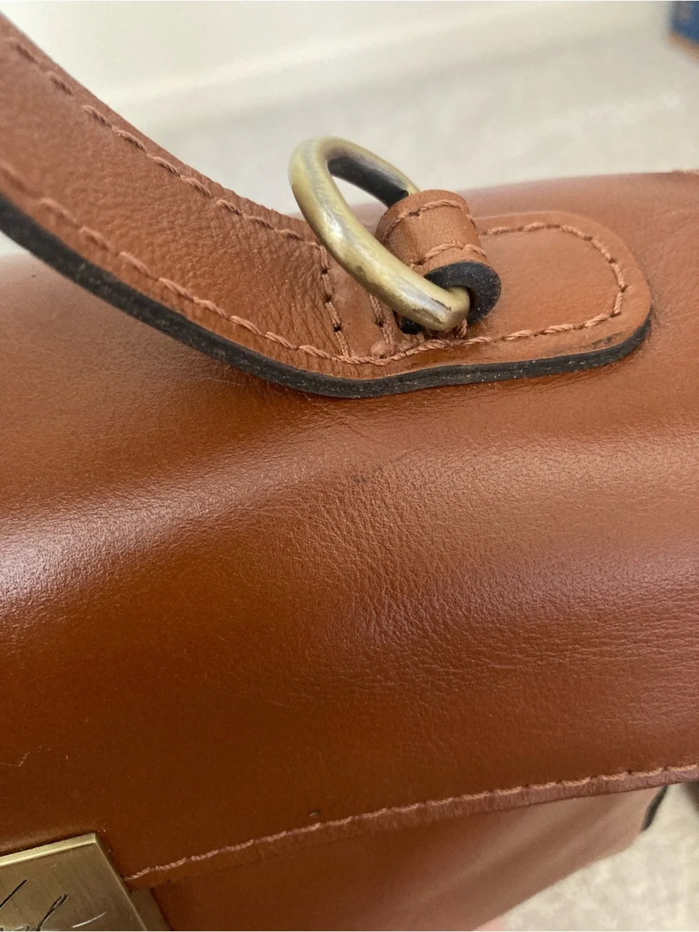 Patricia Nash Carisbrooke Tan Brown Leather Satchel crossbody bag handbag